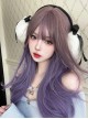 Harajuku Lotus Root Pink Purple Gradient Stylish Long Straight Large Curly Hair Flat Bangs Sweet Lolita Full Head Wig