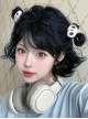 Graphite Blue Playful Bobo Short Cute Fluffy Lively Curly Hair Sweet Lolita Full Head Wig