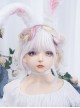 Macarons Pastel Color Hanging Ear Dye Fairy White Short Cute Fluffy Lively Curly Hair Sweet Lolita Full Head Wig