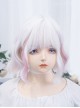 Macarons Pastel Color Hanging Ear Dye Fairy White Short Cute Fluffy Lively Curly Hair Sweet Lolita Full Head Wig