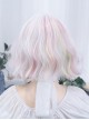 Macarons Pastel Color Hanging Ear Dye Fairy White Short Cute Fluffy Lively Curly Hair Sweet Lolita Full Head Wig