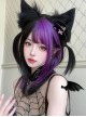 Irregular Black Purple Flat Bangs Naturally Long Straight Hair Y2K Stylish Sweet Lolita Full Head Wig