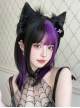 Irregular Black Purple Flat Bangs Naturally Long Straight Hair Y2K Stylish Sweet Lolita Full Head Wig