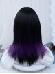 Irregular Black Purple Flat Bangs Naturally Long Straight Hair Y2K Stylish Sweet Lolita Full Head Wig