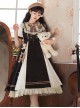 Chocolate Workshop Series Brown College Style Cute Lace Round Neckline Bowknot Classic Lolita Short Sleeves Long Dress OP