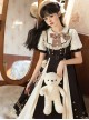Chocolate Workshop Series Brown College Style Cute Lace Round Neckline Bowknot Classic Lolita Short Sleeves Long Dress OP