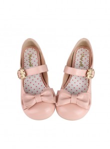 Hugging Bear Series Soft Adorable Bear Metal Buckle Bowknot Sweet Lolita Round Toe Low Heel Shoes