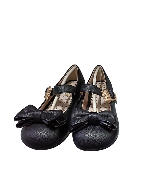 Hugging Bear Series Soft Adorable Bear Metal Buckle Bowknot Sweet Lolita Round Toe Low Heel Shoes