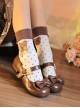 Hugging Bear Series Soft Adorable Bear Metal Buckle Bowknot Sweet Lolita Round Toe Low Heel Shoes