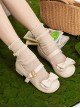 Hugging Bear Series Soft Adorable Bear Metal Buckle Bowknot Sweet Lolita Round Toe Low Heel Shoes