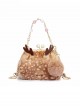 Khaki Elk Texture Christmas Daily Cute Brown Miffy Plush Pearl Metal Buckle Kawaii Fashion Crossbody Bag