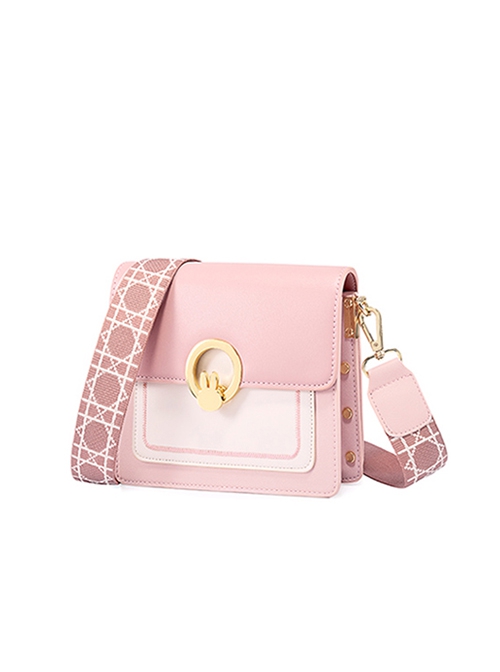 Pink Sweet Trendy Versatile Ins Wide Shoulder Strap Miffy Metal Buckle Kawaii Fashion Small Square Bag