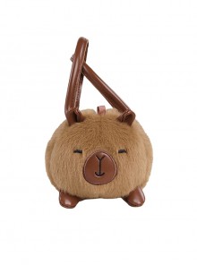 Capybara Cute Emotionally Stable Brown Plush Kawaii Fashion Crossbody Portable Small Leather Bag