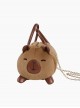 Capybara Cute Emotionally Stable Brown Plush Kawaii Fashion Crossbody Portable Small Leather Bag