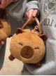 Capybara Cute Emotionally Stable Brown Plush Kawaii Fashion Crossbody Portable Small Leather Bag