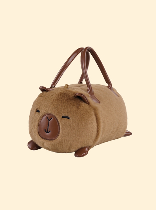 Capybara Cute Emotionally Stable Brown Plush Kawaii Fashion Crossbody Portable Small Leather Bag