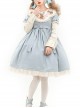 Pillow Bear Series Sweet Lolita Delicate Embroidery Lace Doll Collar Bowknot Puff Long Sleeves Dress OP