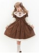 Pillow Bear Series Sweet Lolita Delicate Embroidery Lace Doll Collar Bowknot Puff Long Sleeves Dress OP