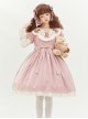 Pillow Bear Series Sweet Lolita Delicate Embroidery Lace Doll Collar Bowknot Puff Long Sleeves Dress OP