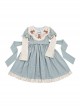 Pillow Bear Series Sweet Lolita Delicate Embroidery Lace Doll Collar Bowknot Puff Long Sleeves Dress OP