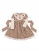 Pillow Bear Series Sweet Lolita Delicate Embroidery Lace Doll Collar Bowknot Puff Long Sleeves Dress OP