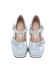 Sugar Cube Girl Series Vintage Square Toe French Mary Jane Bowknot Classic Lolita Medium Block Heel Shoes