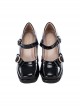 Sugar Cube Girl Series Vintage Square Toe French Mary Jane Bowknot Classic Lolita Medium Block Heel Shoes