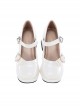 Sugar Cube Girl Series Vintage Square Toe French Mary Jane Bowknot Classic Lolita Medium Block Heel Shoes