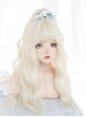 Golden Natural Simulation Elf Fairy Light Blonde Long Curly Hair Sweet Lolita Cute Flat Bangs Full Head Wig