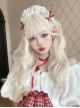 Golden Natural Simulation Elf Fairy Light Blonde Long Curly Hair Sweet Lolita Cute Flat Bangs Full Head Wig