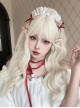 Golden Natural Simulation Elf Fairy Light Blonde Long Curly Hair Sweet Lolita Cute Flat Bangs Full Head Wig