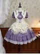 Vineyard Series Elegant Grape Vine Embroidered Lace Bowknot Apron Fake Collar Classic Lolita Short Sleeves Dress OP