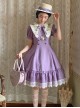 Vineyard Series Elegant Grape Vine Embroidered Lace Bowknot Apron Fake Collar Classic Lolita Short Sleeves Dress OP