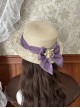 Vineyard Series Elegant Imitation Grape Jewelry Lace Ribbon Bowknot Pastoral Style Classic Lolita Straw Hat