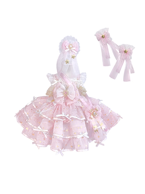 Ice Snow Galaxy Palace Princess Baby Cute Puffy Birthday Party Bowknot Lace Sweet Lolita Dress JSK