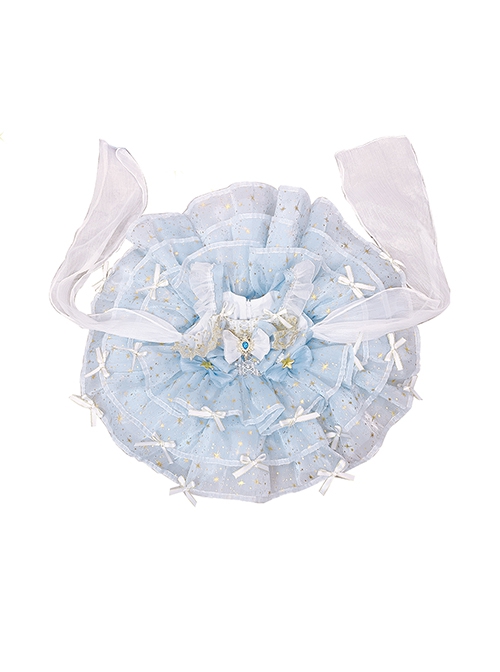 Ice Snow Galaxy Palace Princess Baby Cute Puffy Birthday Party Bowknot Lace Sweet Lolita Dress JSK