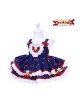 Retro Navy Blue Contrasting Colors Cherry Red Doll Bowknot Cute Lace Sweet Lolita Sleeveless Princess Kid Dress JSK
