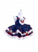 Retro Navy Blue Contrasting Colors Cherry Red Doll Bowknot Cute Lace Sweet Lolita Sleeveless Princess Kid Dress JSK