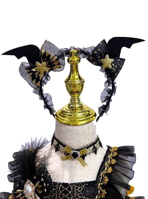 Halloween Black Yellow Pumpkin Little Devil Performance Costume Gothic Lolita Sleeveless Princess Dress JSK