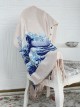 Japanese Kanagawa Famous Painting Blue Waves Elegant Retro Classic Lolita Imitation Cashmere Thin Scarf