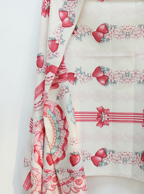 Strawberry Rabbit Series Imitation Cashmere Cultural Creative Cute Gift Sweet Lolita Apricot Thin Double Sides Scarf