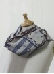 Steampunk Cat Series Gray Blue Stripe Metal Parts Gear Print Thin Imitation Cashmere Double Sides Scarf