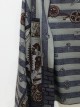Steampunk Cat Series Gray Blue Stripe Metal Parts Gear Print Thin Imitation Cashmere Double Sides Scarf