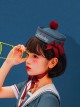 Peace Dove Series Navy Style Deep Red Ball Bowknot Ribbon Cute Sweet Lolita Blue Sailor Hat
