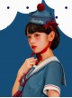 Peace Dove Series Navy Style Deep Red Ball Bowknot Ribbon Cute Sweet Lolita Blue Sailor Hat