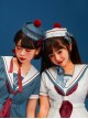 Peace Dove Series Navy Style Deep Red Ball Bowknot Ribbon Cute Sweet Lolita Blue Sailor Hat