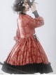 Love Rosehip Series Little Heart Shape Berry Red Plaid Print Spliced Black Lace Sweet Lolita Lamb Leg Sleeves Dress