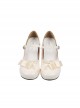 Jenny Gift Series French Ribbon Bowknot Small Square Toe Sweet Lolita Thin Shoelaces Soft Middle Heel Shoes