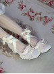 Chocolate Muller Series Fairy Style Ballet Satin Lace Sweet Ribbon Pearl Bowknot Square Toe Classic Lolita Shoes