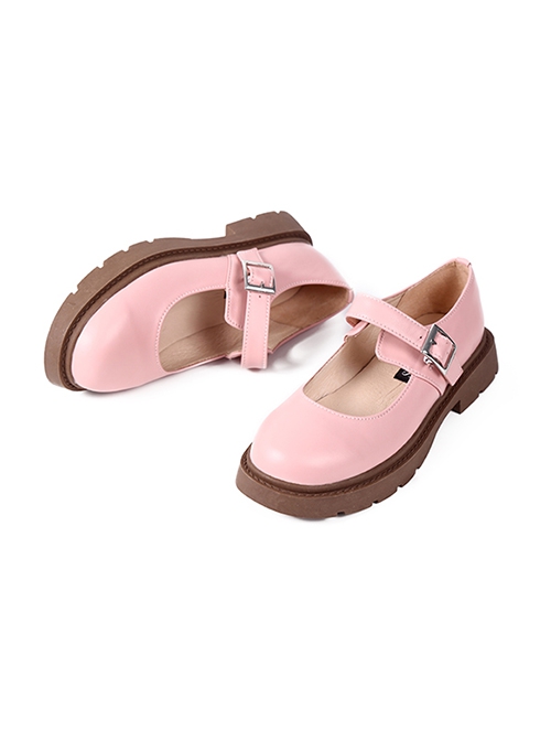 Round Dance Cookie Series Daily Cute Genuine Leather Shallow Sweet Lolita Mary Jane Round Toe Flat Uniform Shoes